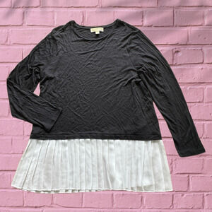 MICHAEL KORS Pleated Bottom Knit Top‎ Long sleeve Navy size 1X